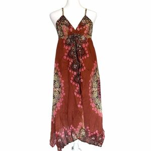 Deadstock Raviya Asymmetrical Boho babydoll dress with sequins